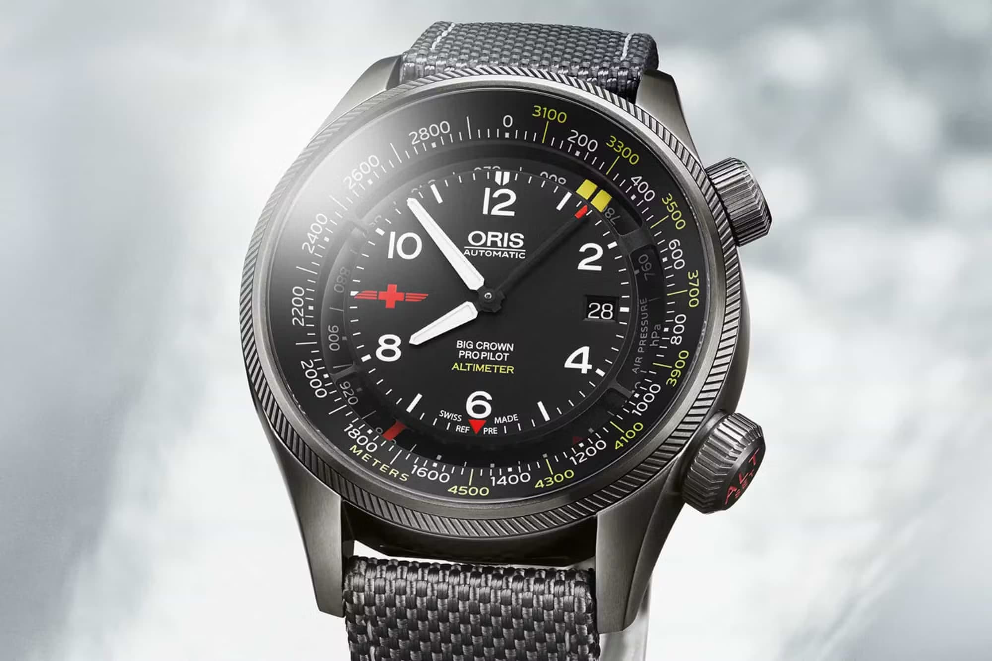The Oris ProPilot Altimeter, which features an Altimeter displayed on the dial.