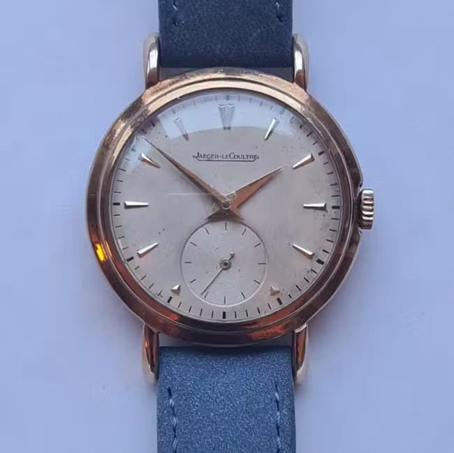 A vintage Jaeger LeCoultre Time Only watch from the 1950s. Models like this are very affordable, even in good condition.