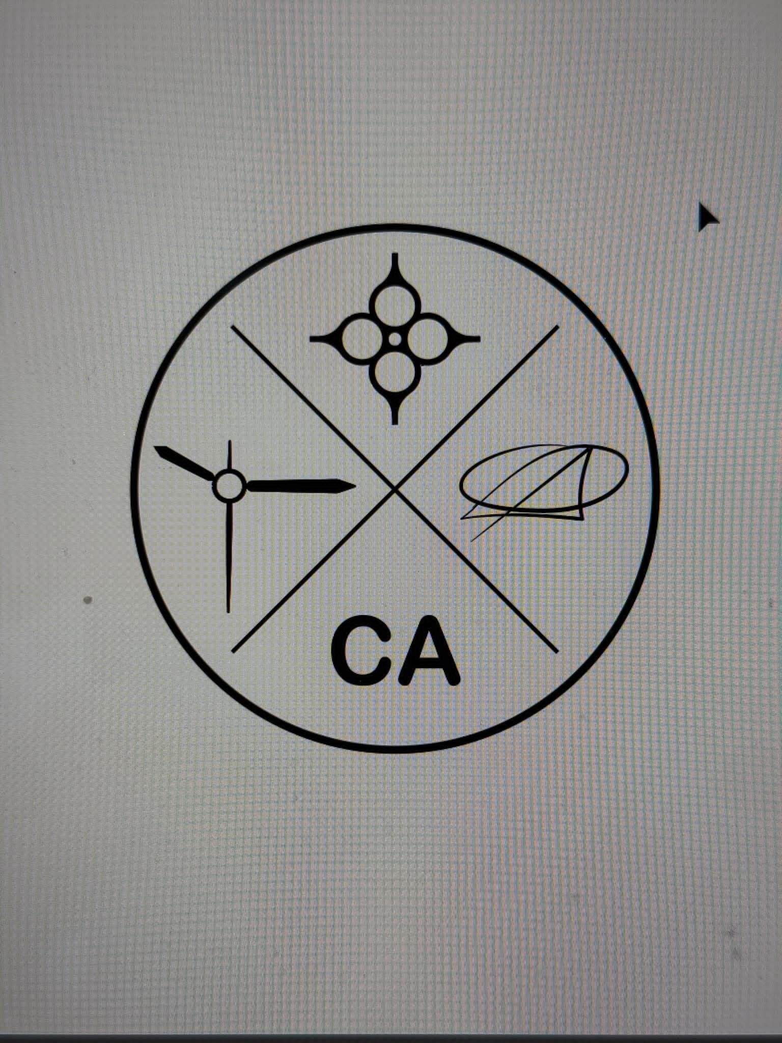 a drawing in black on a grey background for the engraved caseback of the club watch featuring the logos of the club, beaucroft and the dial artist with the initials at the bottom